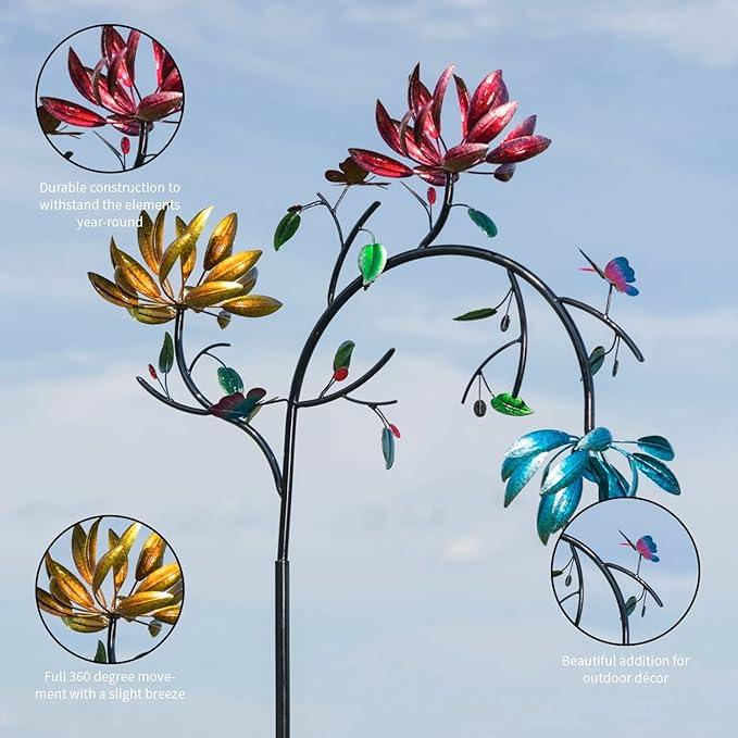 🔥70% OFF -Beautiful Summer Multi Colored Flowers Wind Spinner