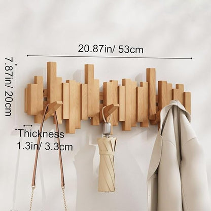 Wall-mounted wooden coat rack Piano key style design
