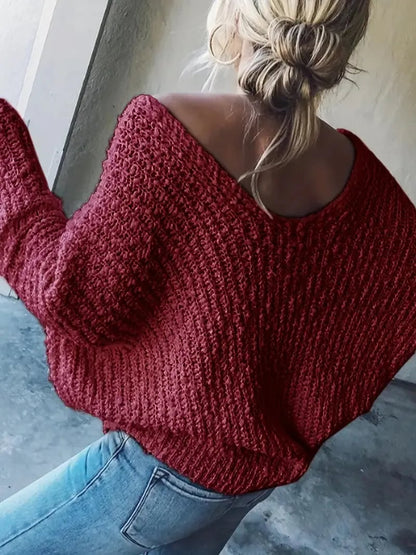 Women's Off-the-Shoulder Sweater Loose Lightweight Pullover Top