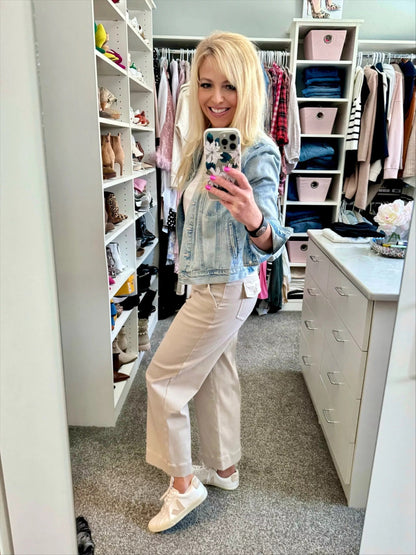 😍Tummy Control Twill Cropped Wide Leg Pant(Buy 2 Free Shipping)