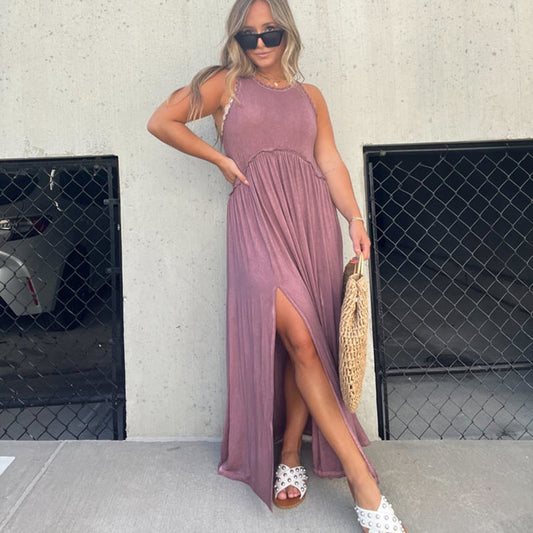 💓Slit Casual Simple Loose Maxi Long Dress