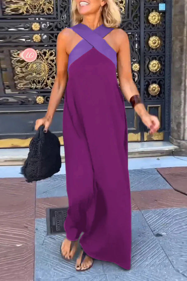 Women's cross backless sleeveless dress