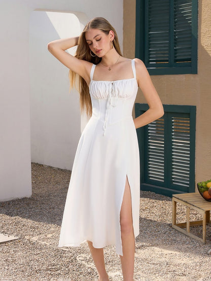 💐Ruched Bust Split Thigh Cami Dress