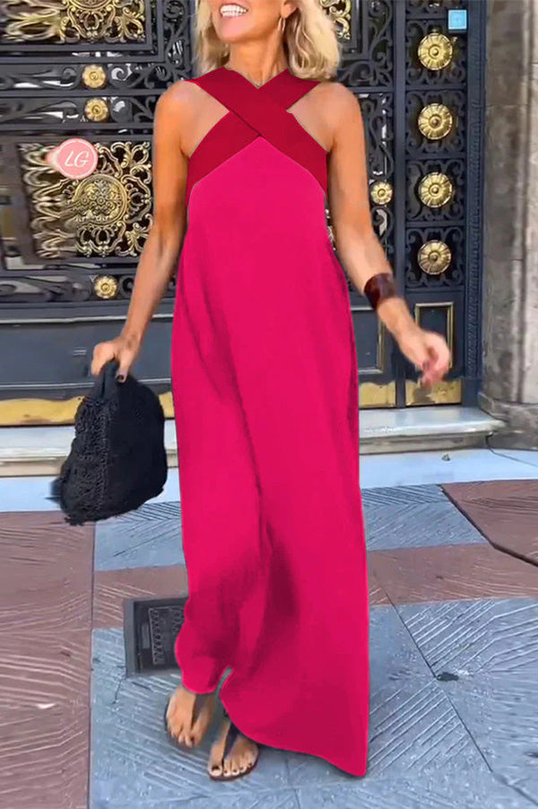 Women's cross backless sleeveless dress