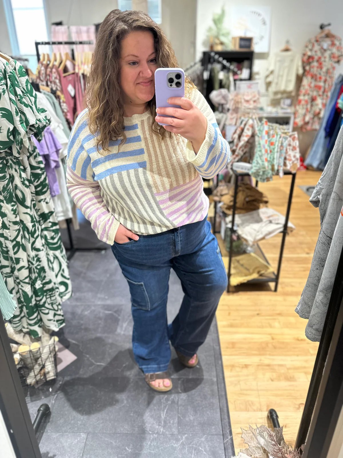Tummy Control High Rise Cargo Wide Leg Jeans