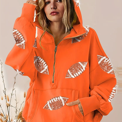 🔥‘Glam Kickoff’ Long Sleeve Zip Hoodie