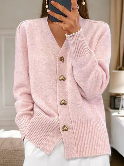 Women's Casual Winter Plain Yarn Wool Yarn Buttoned Cardigan