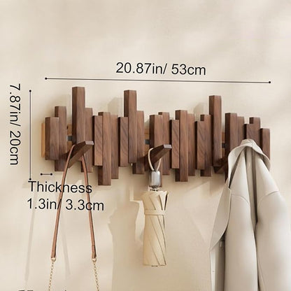 Wall-mounted wooden coat rack Piano key style design