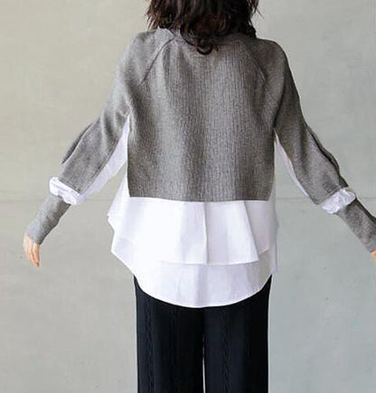 Knit White Blouse Sweater
