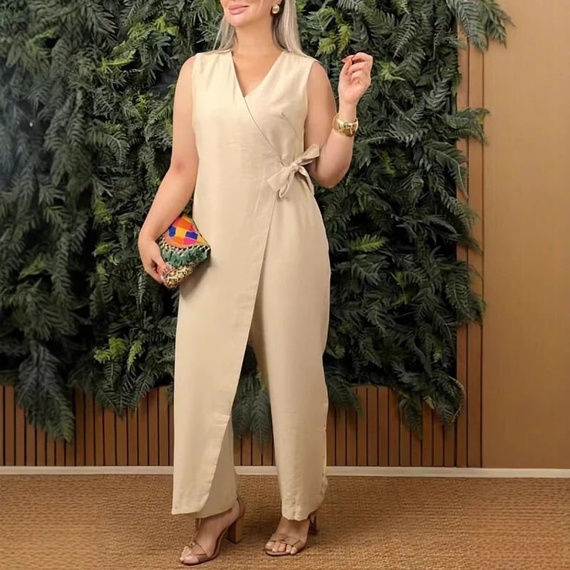 Limited Sale 49% OFF💖 Solid Color Casual Strapless V-Neck Jumpsuit