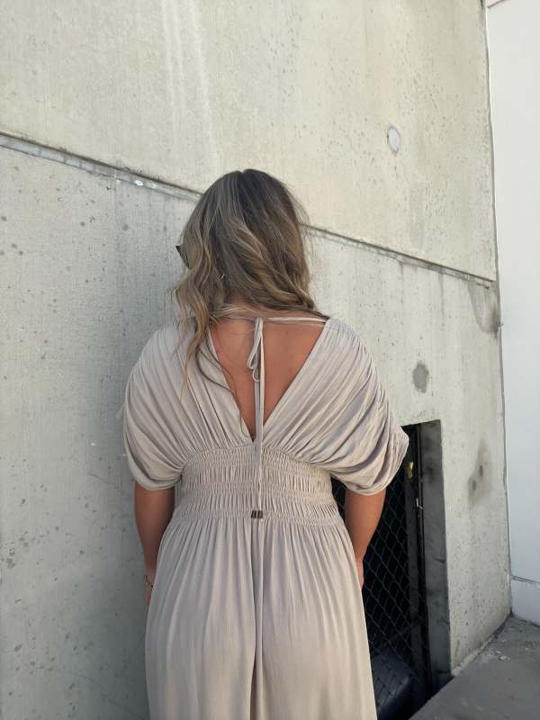 Slit V-neck casual long dress