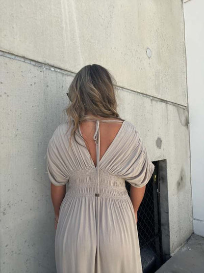 Slit V-neck casual long dress