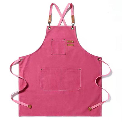 Cotton Canvas Cross Back Chef Apron (Adjustable, Large Pockets)