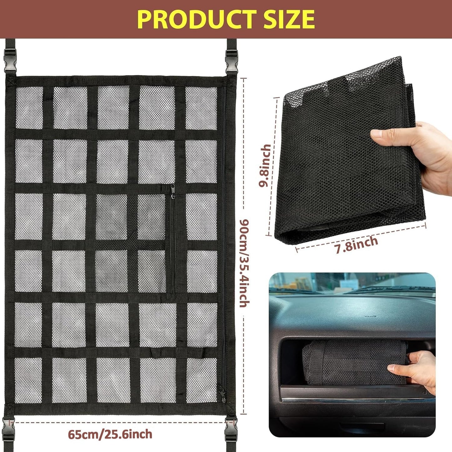 🔥✨HOT SALE -2025 Upgrade Car Ceiling Cargo Net Pocket