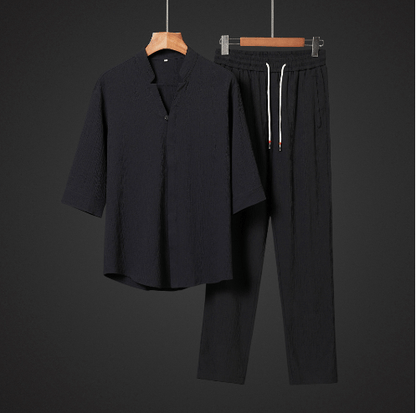 Men's 2 Pieces Linen Set Summer Outfits