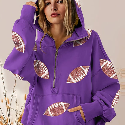 🔥‘Glam Kickoff’ Long Sleeve Zip Hoodie