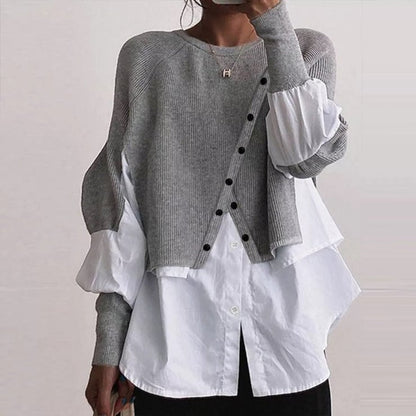 Knit White Blouse Sweater