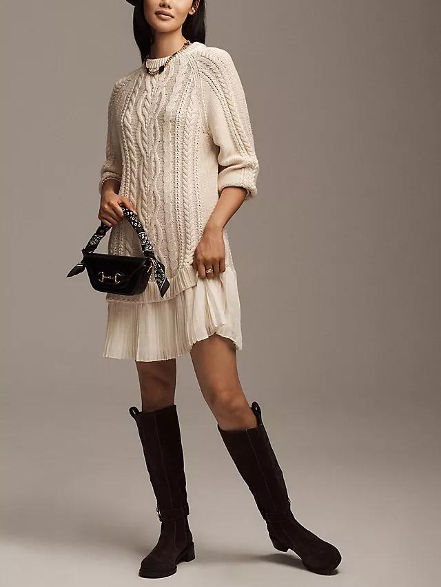 🔥 2025 Hot Sale 🔥🎁🧥Women's Round Neck Cable Knit Sweater Mini Skirt