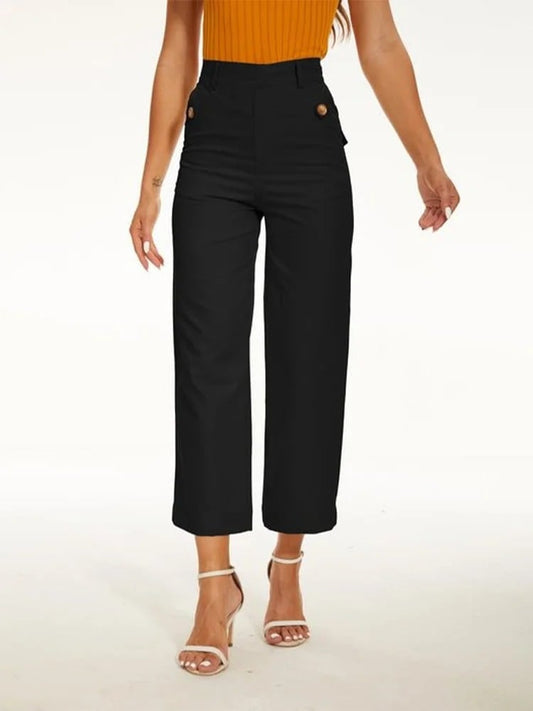 😍Tummy Control Twill Cropped Wide Leg Pant(Buy 2 Free Shipping)