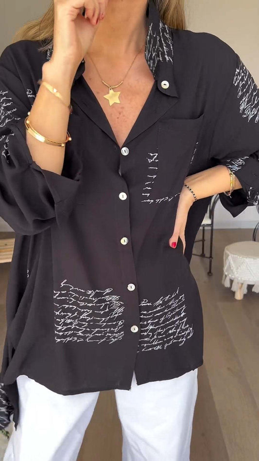 2025 new model Letter Print Fashion Lapel Shirt (Buy 2 Free Shipping)