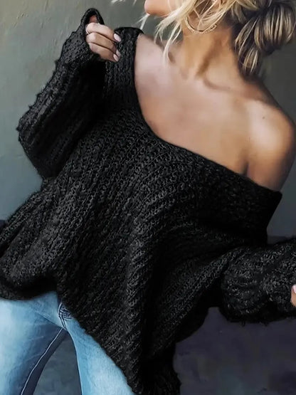 Women's Off-the-Shoulder Sweater Loose Lightweight Pullover Top