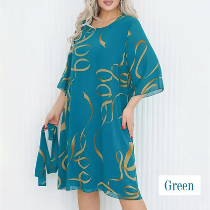 💃Elegant, loose midi dress with ruffled sleeves