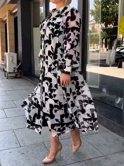 Classic Black White Shirt Dress