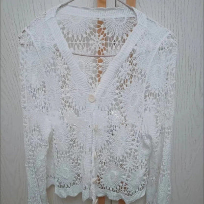 🌸Summer hot sale🌸Women lace V-neck long sleeve top