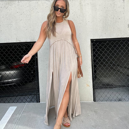 💓Slit Casual Simple Loose Maxi Long Dress