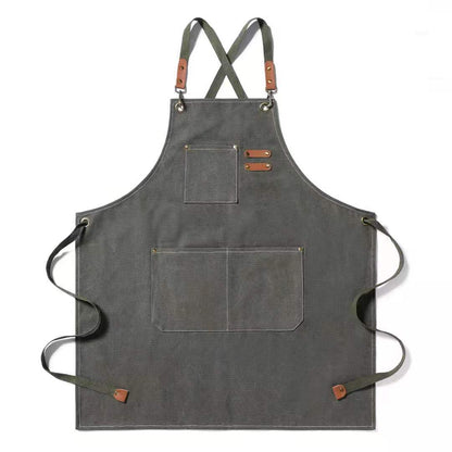 Cotton Canvas Cross Back Chef Apron (Adjustable, Large Pockets)