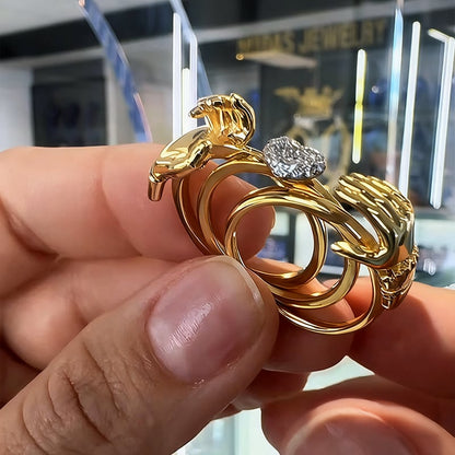 Love is an open heart💞 Handmade Open Hands Heart Ring