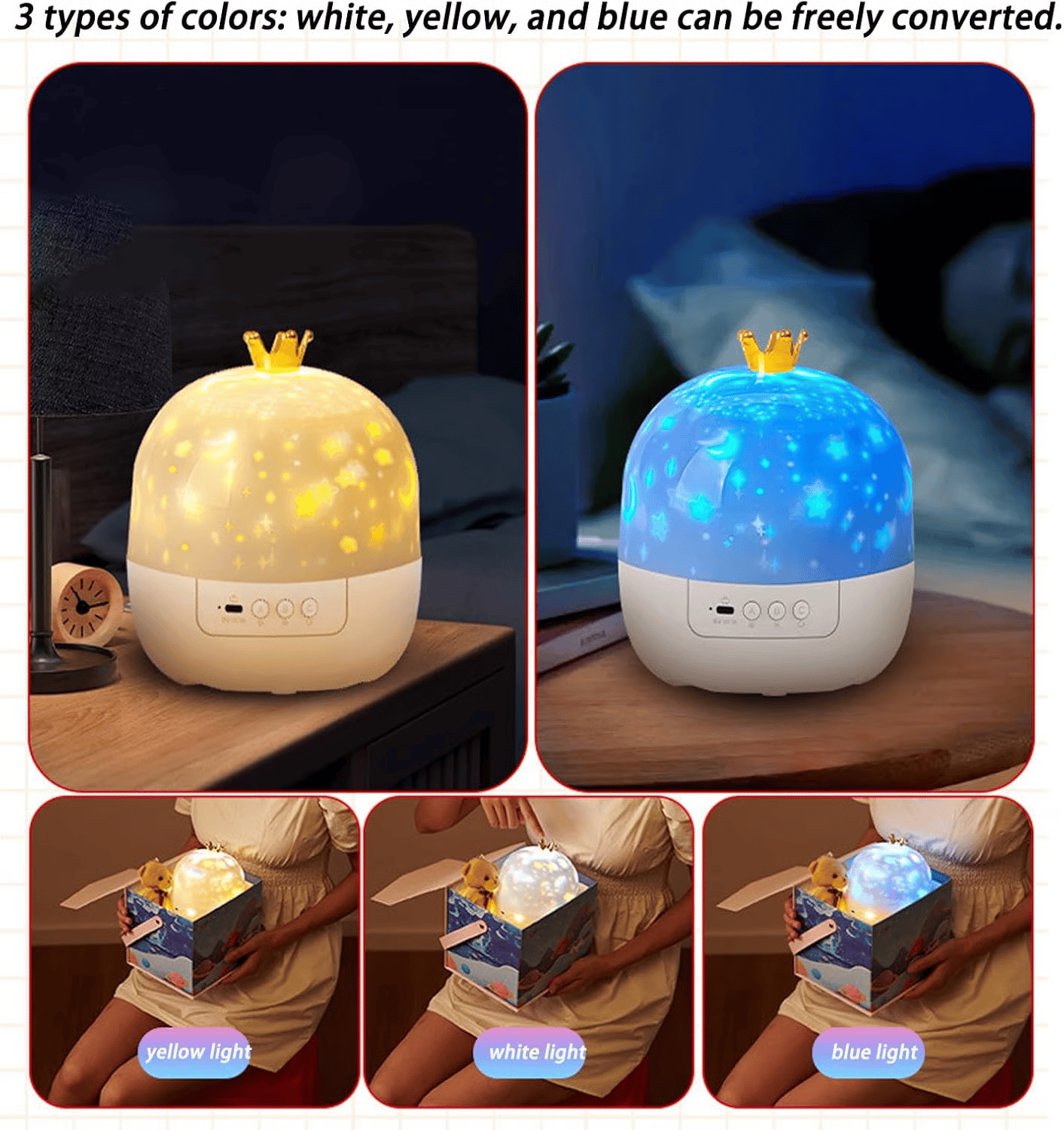 ⭐Projector Night Light for Kids 15 Sets of Films🌙Type-C Charging🔋