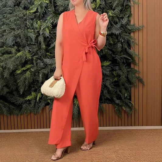 Limited Sale 49% OFF💖 Solid Color Casual Strapless V-Neck Jumpsuit