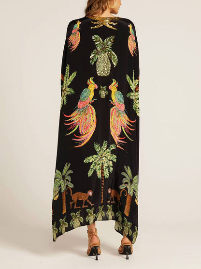 V-neck Printed Loose Fashion Dress