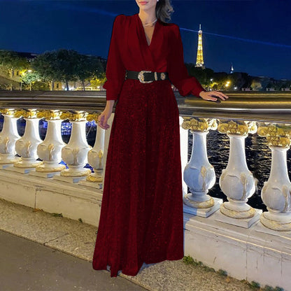 ❤️New v-neck sequined wide-leg pants two-piece sets