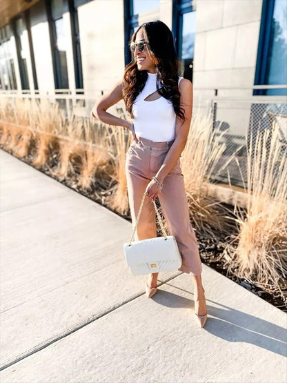 😍Tummy Control Twill Cropped Wide Leg Pant(Buy 2 Free Shipping)