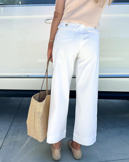 😍Tummy Control Twill Cropped Wide Leg Pant(Buy 2 Free Shipping)