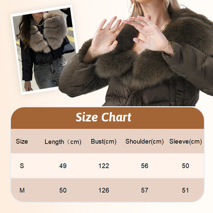 Women's short, fashionable and warm jacket with faux fur collar